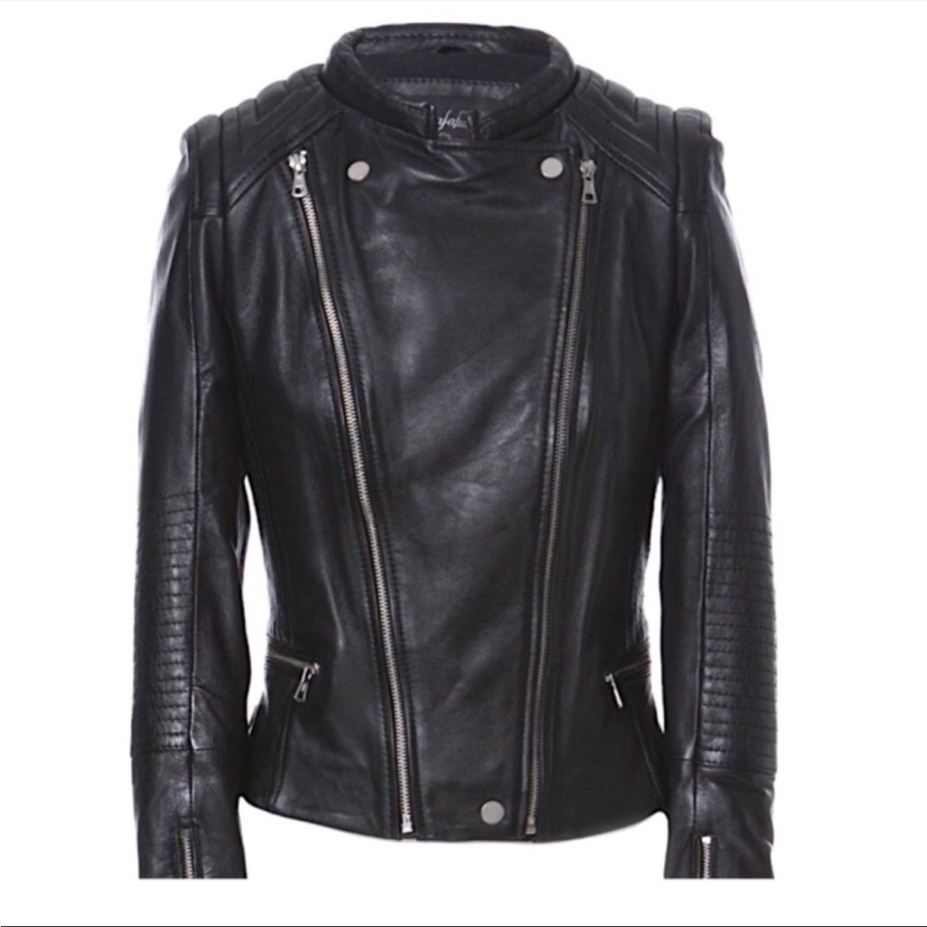 Zara Trafaluc Women’s Leather Moto Jacket Size Xs Black Worn By Celebrities